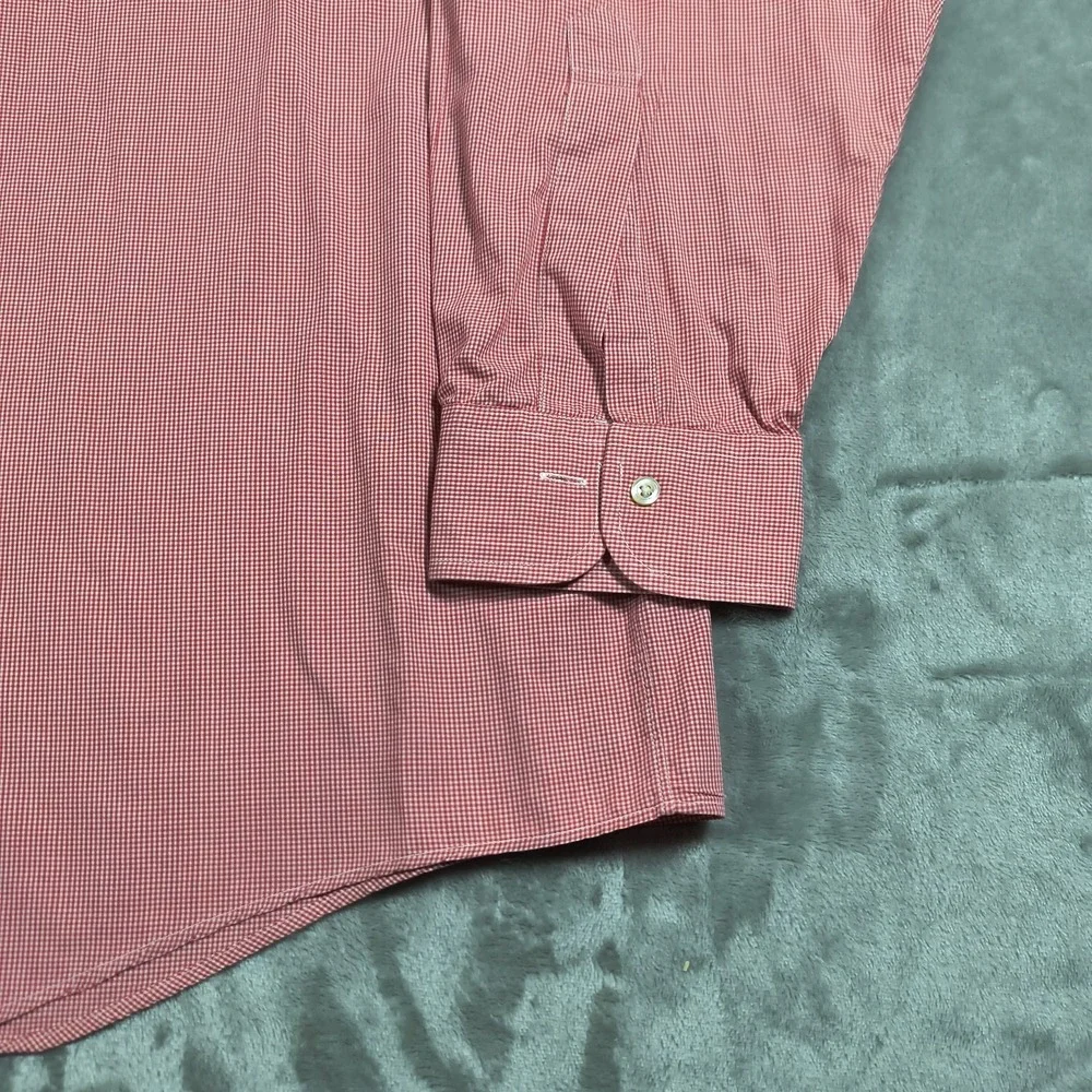 Brooks Brothers Makers Shirt Mens 17.5 Red Gingham Button Up Long Sleeve Cotton
